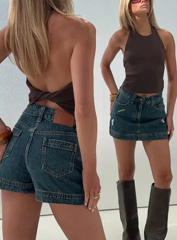 Gazelle Distressed Denim Skort by Princess Polly