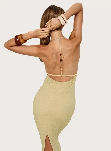 Be the One Beaded Low Back Maxi Dress by Princess Polly