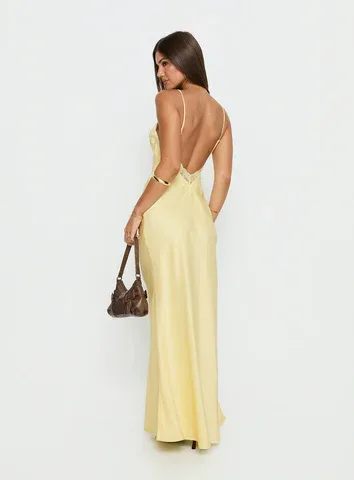 Flip a Switch Satin Lace Slip Maxi Dress by Princess Polly Lower Impact