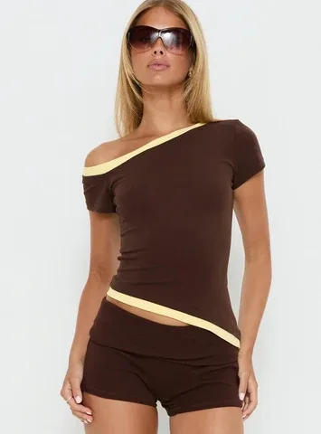 Eustace Off Shoulder Asymmetrical Top by Princess Polly