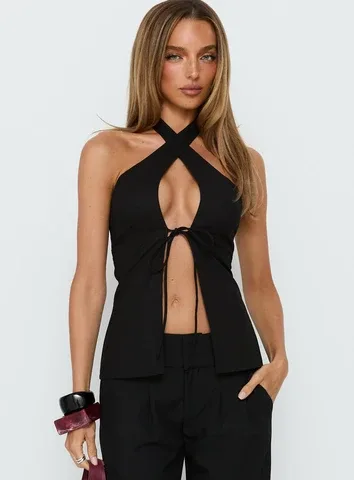 Sensational Cross Front Tie Detail Top by Princess Polly Lower Impact