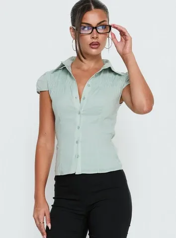 Adulation Ruched Detail Short Sleeve Shirt by Princess Polly