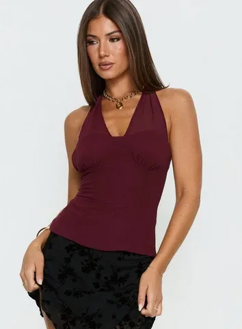 Lynford Chiffon Detail Halter Top by Princess Polly