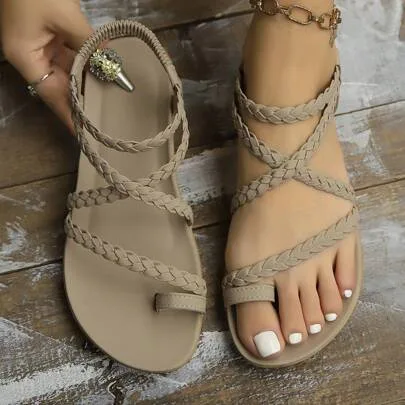 Elegant & Comfortable Beach Casual Flat Sandals Flip Flops by SHEIN