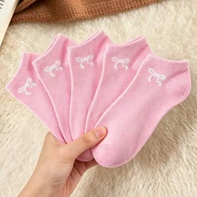 Socks with White Bows Breathable Elastic Sports Socks by SHEIN