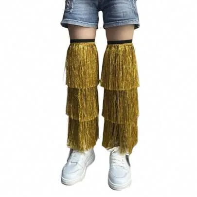 Tassel Leg Warmers Solid Dance Leg Warmers by SHEIN