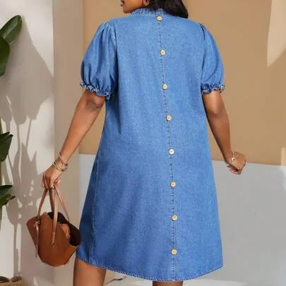 Casual Loose Denim Short Sleeve Dress