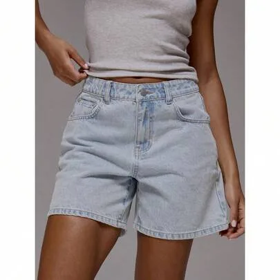 Mid Thigh Mom Denim Shorts by SHEIN