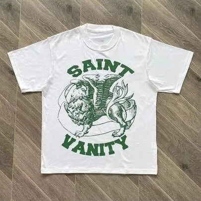 SAINT Vanity Letter Printed Short Sleeve Cotton T-Shirt by SHEIN