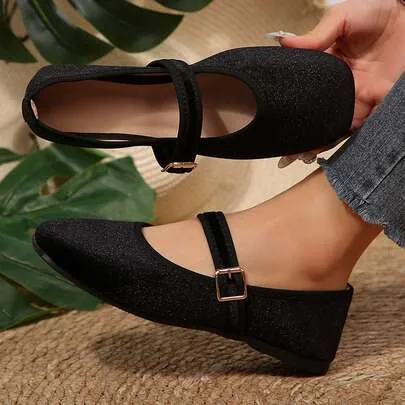 Comfortable Square Toe Soft Retro Mary Jane Shoes by SHEIN