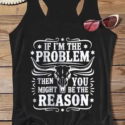Casual Sleeveless Round Neck Funny Graphic Print Cotton Blend Tank Top by SHEIN