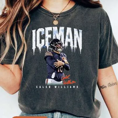 Caleb Williams Football Y2k Rap Tee Vintage Shirt by SHEIN