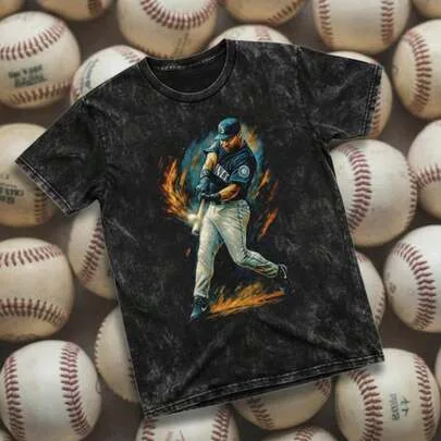 Vintage Ken Griffey JR. Baseball Stone Washed Acid Fan Shirt 90s Style by SHEIN