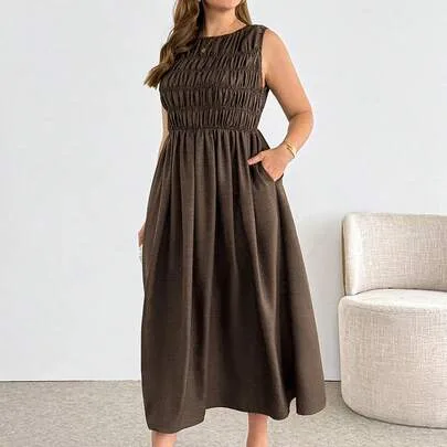 Sleeveless Midi Dress with Pockets by SHEIN