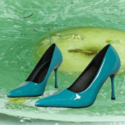 Pointy-Toe Low-Cut Patent Leather Stiletto Heels by SHEIN