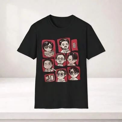 BT S Chibi Kpop Graphic Cartoon Anime Style Tee by SHEIN