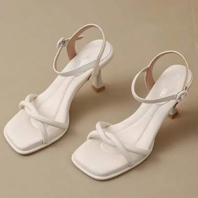 Stilettos Roman Sandals Elegant High Heel Shoes Minimalist Comfortable Fashion Footwear by SHEIN