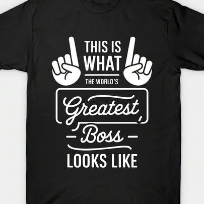 "World's Greatest Boss Best Boss Ever" Humorous Printed T-Shirt Short-Sleeve Casual by SHEIN