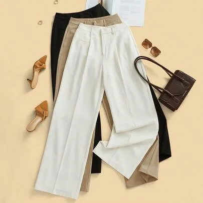 Elegant Chic Minimalist Pocket Straight Leg Pants Sets 3 Pairs by Anewsta
