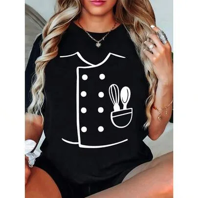 Chef Graphic T-Shirt Cooking Tee Chef Team Shirt Kitchen Chef T-Shirt by SHEIN