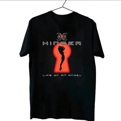 Hinder Band Lips of an Angel Tee Shirt by SHEIN
