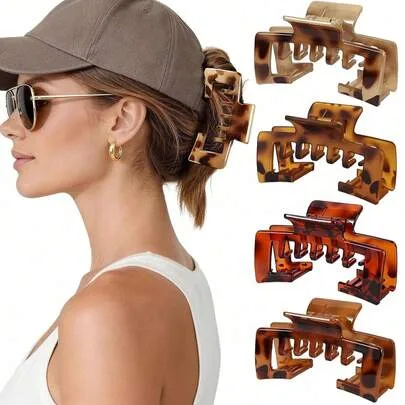 Large Baseball Cap Hair Clip Lightweight Plastic Hair Claw Tortoiseshell Pattern Adjustable Hair Clip Minimalist by SHEIN