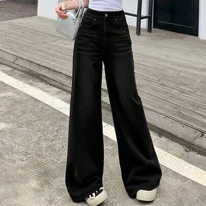 Casual Loose Wide Leg Jeans Low Rise Jeans by DAZY