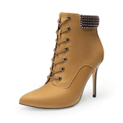 Pointed Toe Stiletto Motorcycle Boots Ankle Boots Dress Boots by Dream Pairs