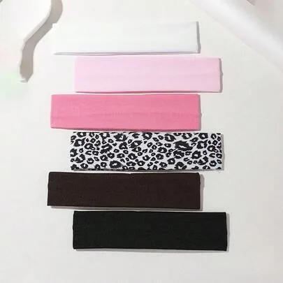 6PCS Multi-Color Sports Non-Slip Elastic Headbands by SHEIN
