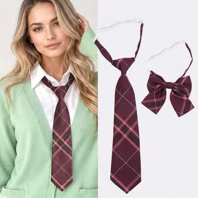 2pcs/Set Fashion Casual JK Bow Tie & Tie Set by SHEIN