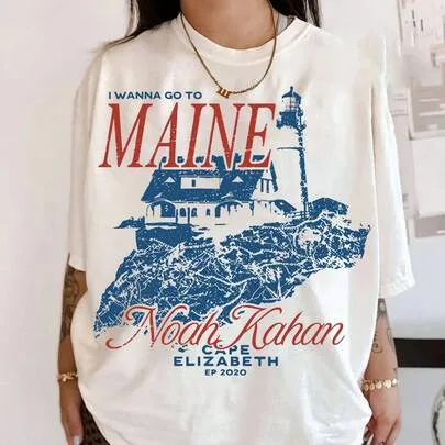Noah Kahann I Wanna Go to Maine Tee, Porch Light on Shirt, Cape Elizabeth EP 2020 Shirt, the Great Divide Tour Merch by SHEIN