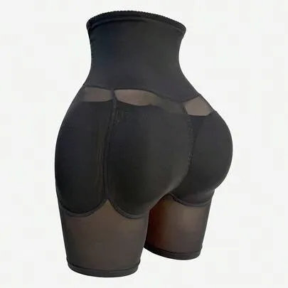 Shapewear Shorts with Front Buttons, Tight Fit Faux Butt Enhancing Leggings, High Waist Tummy Control Panties with Removable Padded Inserts