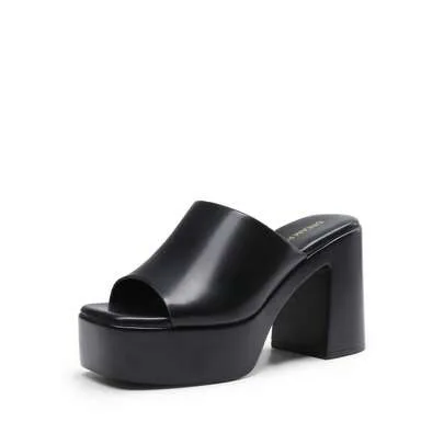 Chunky Platform Mule Heeled Sandals Slip on Open Toe Block Heel Sandals by Dream Pairs