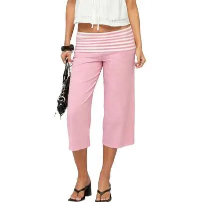 Y2K Striped Pleated Five-Pocket Short Dress Pants by SHEIN