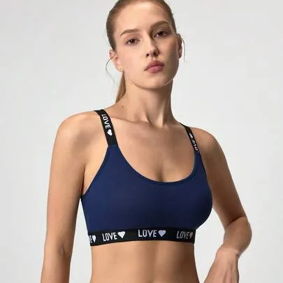 Letter & Heart Pattern Camisole Bra by Loungeista