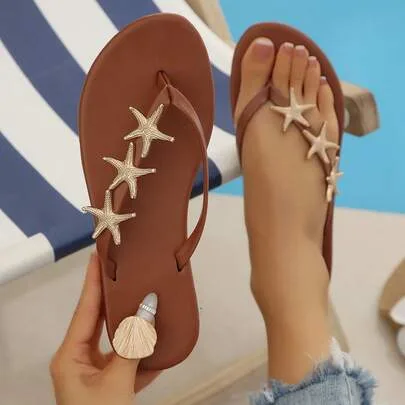 Starfish Decor Flat Thong Sandals