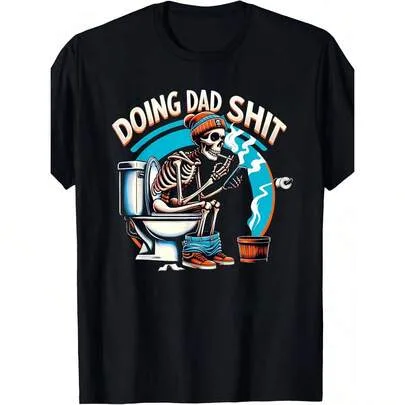 Doing Dad Stuff Funny Skeleton Graphic T-Shirt by SHEIN