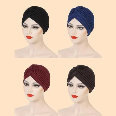 Solid Color Hair Bonnet Turban Sleep Bonnet by SHEIN