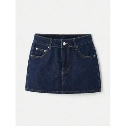 Denim Mini Skirt by SHEIN