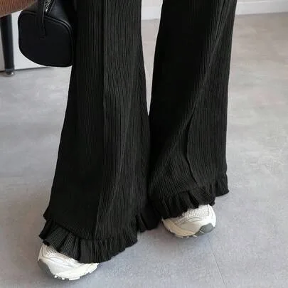 Solid Color Flared Leg Comfortable Pants by DAZY