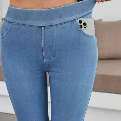 High-Waisted Stretch Leggings with Front and Back Pockets by SHEIN