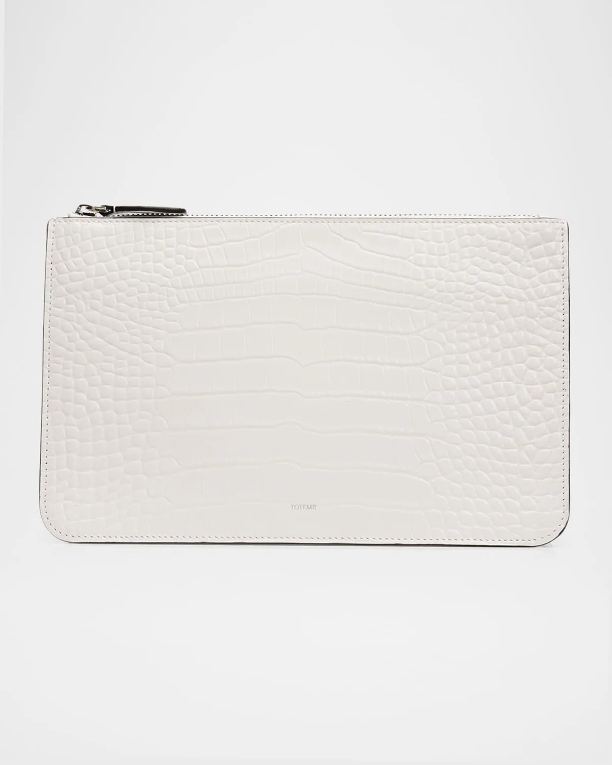 Croc-Embossed Leather Clutch Bag