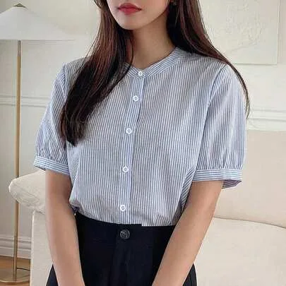 Casual Striped Short Sleeve Shirt