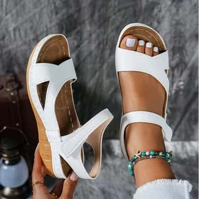 Peep Toe Platform Sandals, Lightweight Reinforced Stitching Summer Shoes by SHEIN