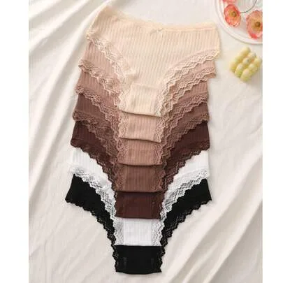 7pcs Comfortable Striped Cotton Underwear by SHEIN