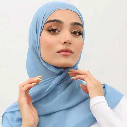 Summer Solid Color Chiffon Scarf, Large Size Rectangular Scarf by SHEIN