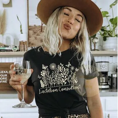 Floral Lactation Consultant T-Shirt by SHEIN