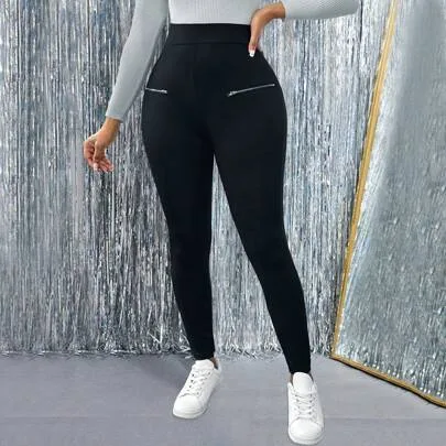Knit Leggings with Zipper by EMERY ROSE