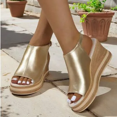 Minimalist Wedge Heels Platform Sandals by SHEIN