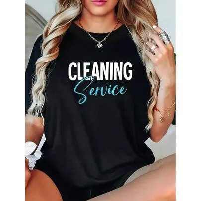 Housekeeping Gifts Funny Cleaning Service T-Shirt 100% Cotton by SHEIN